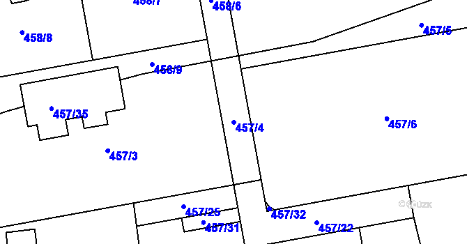 Parcela st. 457/4 v KÚ Dubno, Katastrální mapa