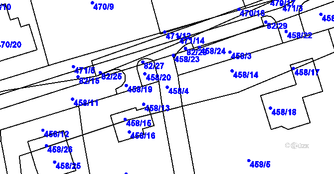 Parcela st. 458/4 v KÚ Dubno, Katastrální mapa