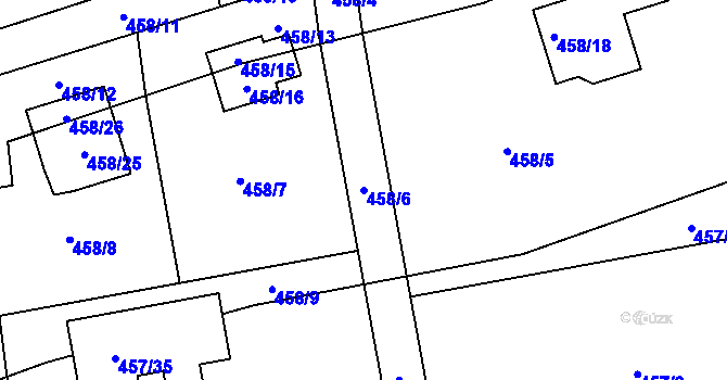 Parcela st. 458/6 v KÚ Dubno, Katastrální mapa