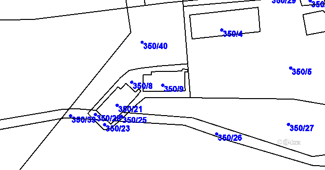 Parcela st. 350/9 v KÚ Dubno, Katastrální mapa
