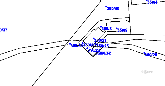 Parcela st. 350/28 v KÚ Dubno, Katastrální mapa