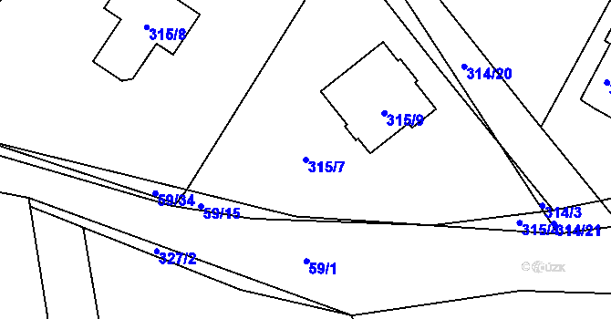 Parcela st. 315/7 v KÚ Dubno, Katastrální mapa