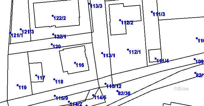 Parcela st. 113/1 v KÚ Dubno, Katastrální mapa