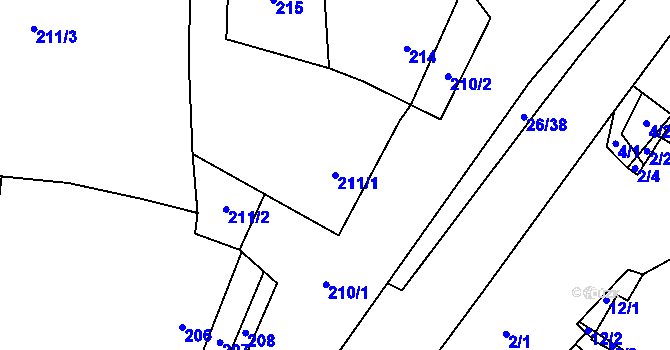 Parcela st. 211/1 v KÚ Dubno, Katastrální mapa