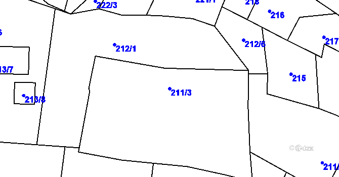 Parcela st. 211/3 v KÚ Dubno, Katastrální mapa