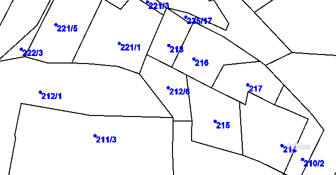 Parcela st. 212/6 v KÚ Dubno, Katastrální mapa