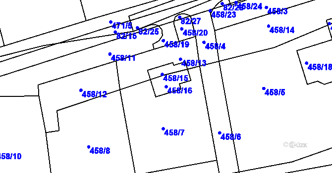 Parcela st. 458/16 v KÚ Dubno, Katastrální mapa