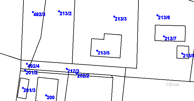 Parcela st. 213/5 v KÚ Dubno, Katastrální mapa