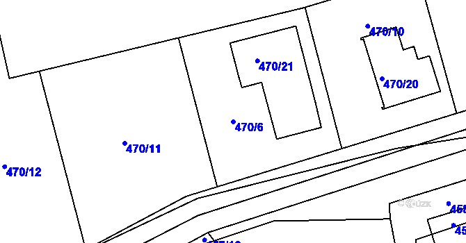 Parcela st. 470/6 v KÚ Dubno, Katastrální mapa