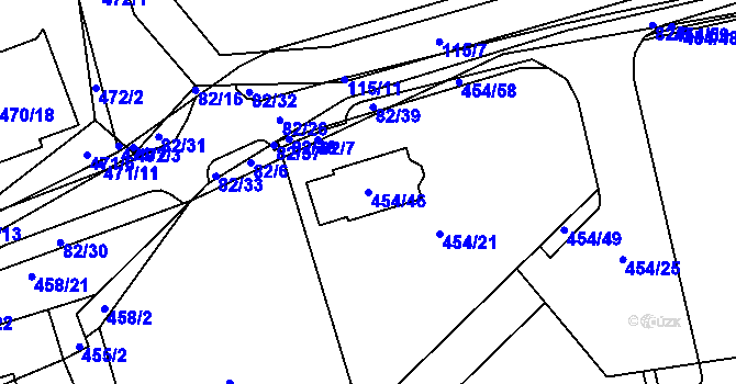 Parcela st. 454/46 v KÚ Dubno, Katastrální mapa