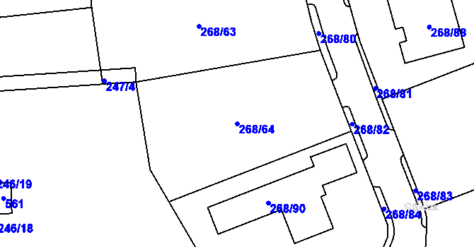 Parcela st. 268/64 v KÚ Dubno, Katastrální mapa