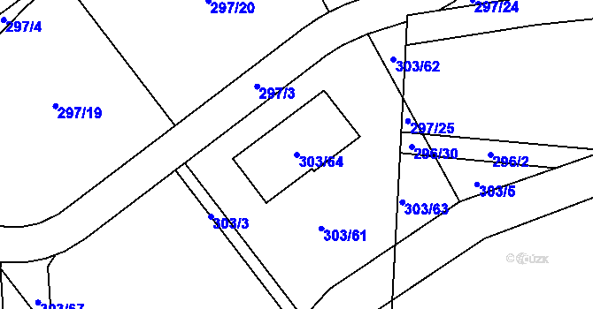 Parcela st. 303/64 v KÚ Dubno, Katastrální mapa