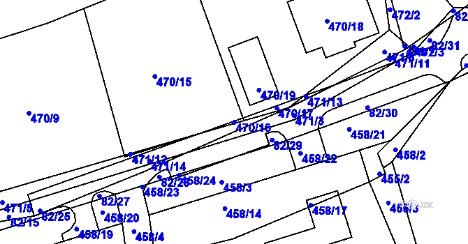Parcela st. 470/16 v KÚ Dubno, Katastrální mapa