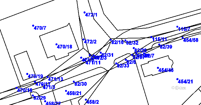 Parcela st. 82/31 v KÚ Dubno, Katastrální mapa