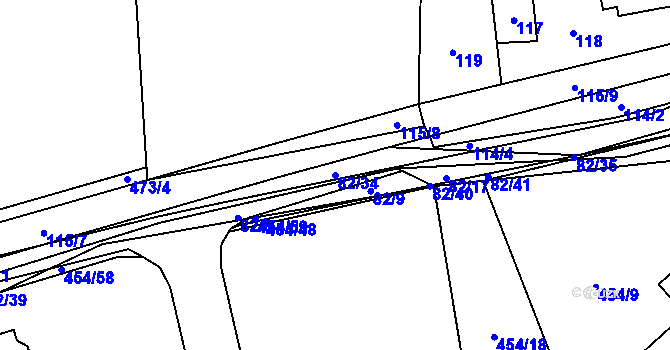 Parcela st. 82/34 v KÚ Dubno, Katastrální mapa