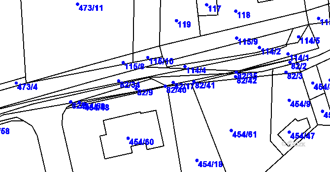 Parcela st. 82/40 v KÚ Dubno, Katastrální mapa