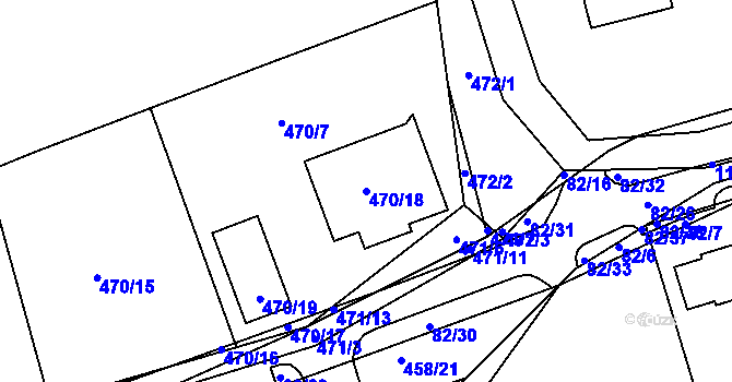 Parcela st. 470/18 v KÚ Dubno, Katastrální mapa