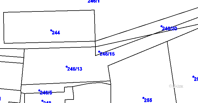 Parcela st. 246/15 v KÚ Dubno, Katastrální mapa