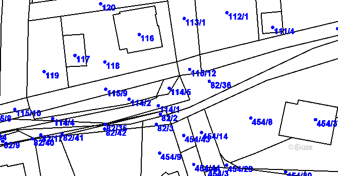 Parcela st. 114/5 v KÚ Dubno, Katastrální mapa