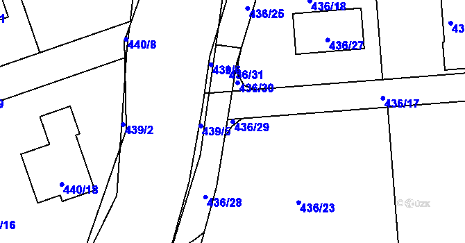 Parcela st. 436/29 v KÚ Dubno, Katastrální mapa