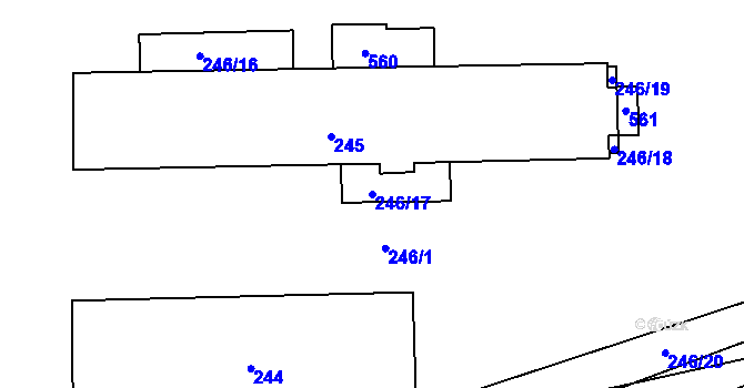 Parcela st. 246/17 v KÚ Dubno, Katastrální mapa