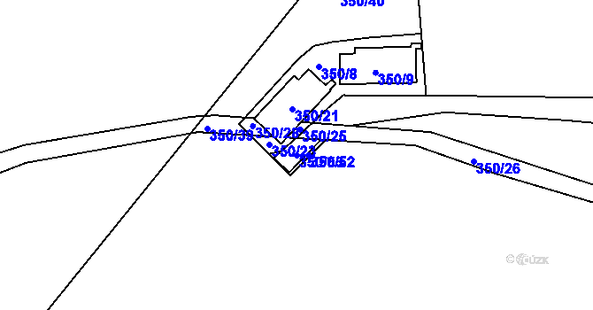 Parcela st. 350/53 v KÚ Dubno, Katastrální mapa