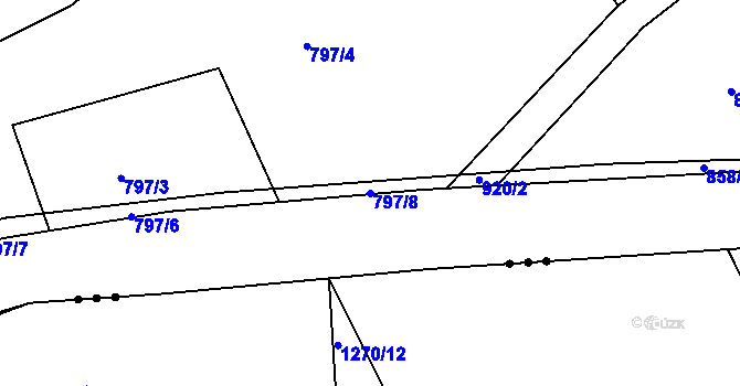 Parcela st. 797/8 v KÚ Dubovice, Katastrální mapa
