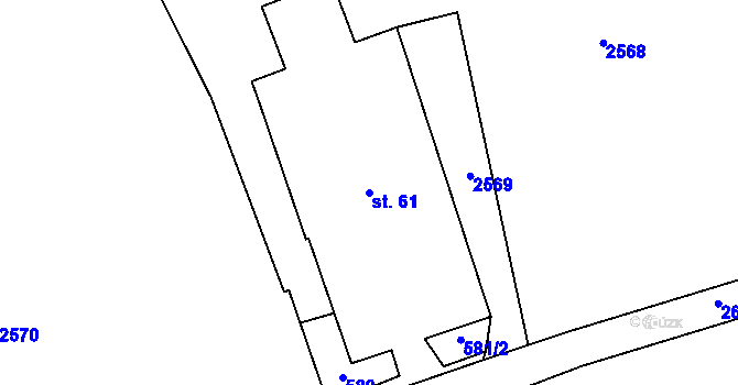 Parcela st. 61 v KÚ Dudín, Katastrální mapa