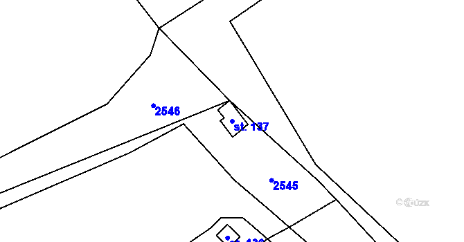 Parcela st. 137 v KÚ Dudín, Katastrální mapa