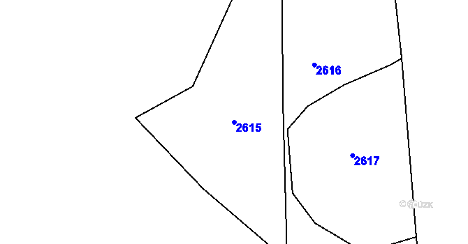 Parcela st. 2615 v KÚ Dudín, Katastrální mapa