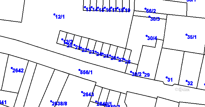 Parcela st. 25 v KÚ Duchcov, Katastrální mapa
