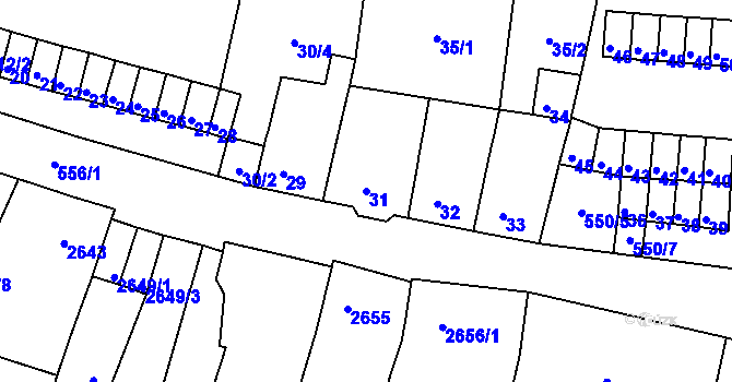 Parcela st. 31 v KÚ Duchcov, Katastrální mapa