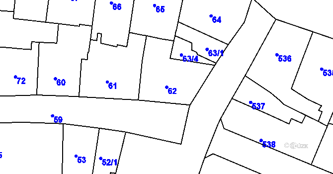 Parcela st. 62 v KÚ Duchcov, Katastrální mapa