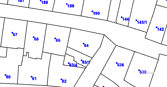 Parcela st. 64 v KÚ Duchcov, Katastrální mapa