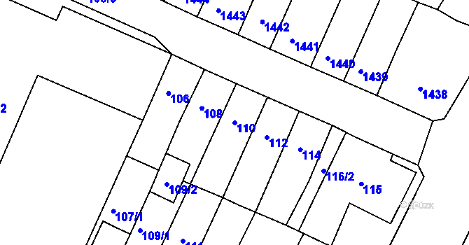 Parcela st. 110 v KÚ Duchcov, Katastrální mapa
