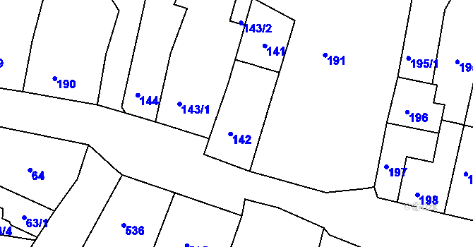 Parcela st. 142 v KÚ Duchcov, Katastrální mapa