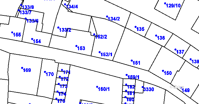 Parcela st. 152/1 v KÚ Duchcov, Katastrální mapa