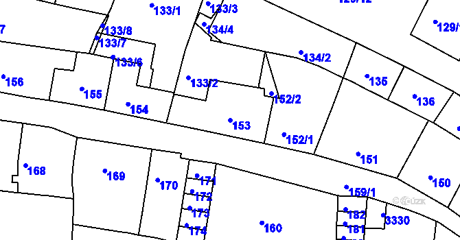 Parcela st. 153 v KÚ Duchcov, Katastrální mapa