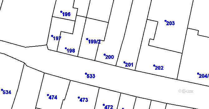 Parcela st. 200 v KÚ Duchcov, Katastrální mapa