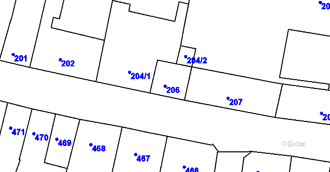 Parcela st. 206 v KÚ Duchcov, Katastrální mapa