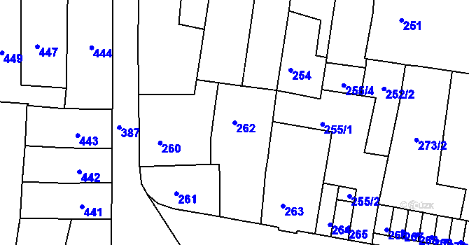 Parcela st. 262 v KÚ Duchcov, Katastrální mapa