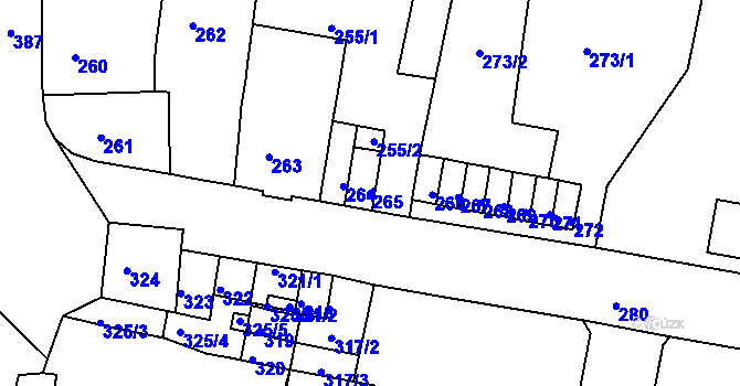 Parcela st. 265 v KÚ Duchcov, Katastrální mapa