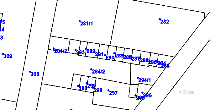 Parcela st. 290 v KÚ Duchcov, Katastrální mapa