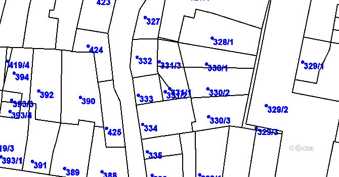 Parcela st. 331/1 v KÚ Duchcov, Katastrální mapa