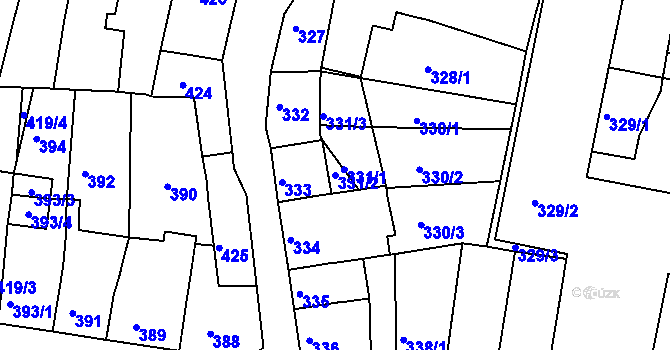 Parcela st. 331/2 v KÚ Duchcov, Katastrální mapa