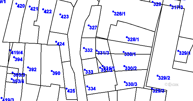 Parcela st. 331/3 v KÚ Duchcov, Katastrální mapa