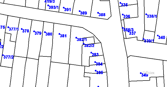 Parcela st. 382/2 v KÚ Duchcov, Katastrální mapa