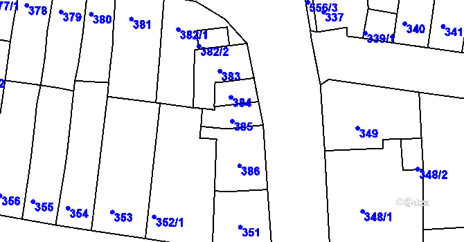 Parcela st. 385 v KÚ Duchcov, Katastrální mapa