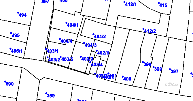Parcela st. 402/1 v KÚ Duchcov, Katastrální mapa