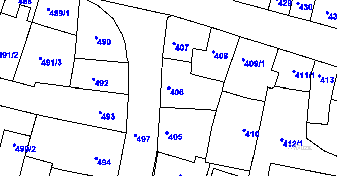 Parcela st. 406 v KÚ Duchcov, Katastrální mapa